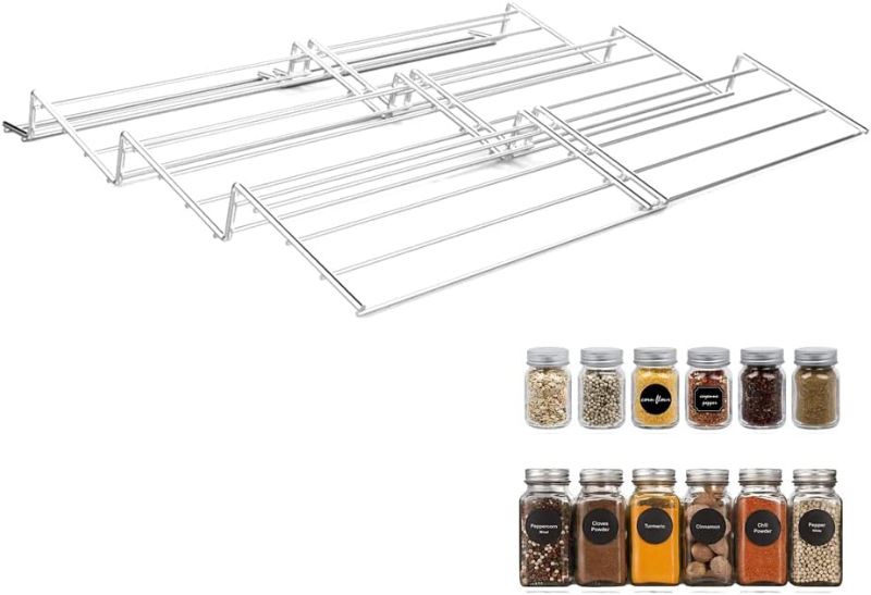 Photo 1 of ZoarC 4-Tire Spice Rack Adjustable Expandable Tray Drawer Organizer 13-1/4" to 26-1/2" for Kitchen Cabinet Drawer
