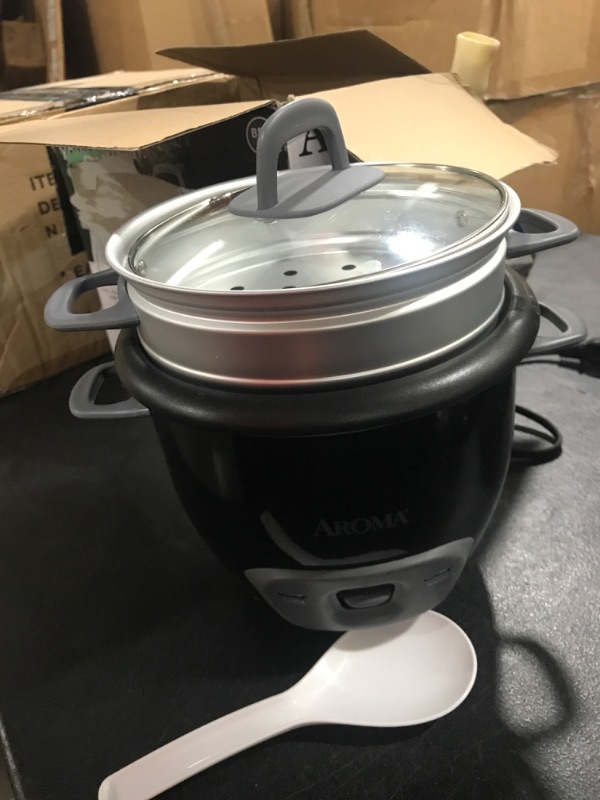 Photo 2 of Aroma Housewares 6-Cup (Cooked) Pot-Style Rice Cooker and Food Steamer, Black ARC-743-1NGB