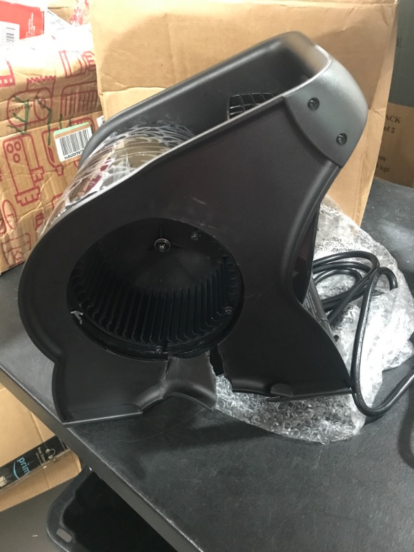 Photo 3 of Lasko High Velocity Pivoting Utility Blower Fan, for Cooling, Ventilating, Exhausting and Drying at Home, Job Site, Construction, 2 AC Outlets, Circuit Breaker with Reset, 3 Speeds, 12", Black, U12104

