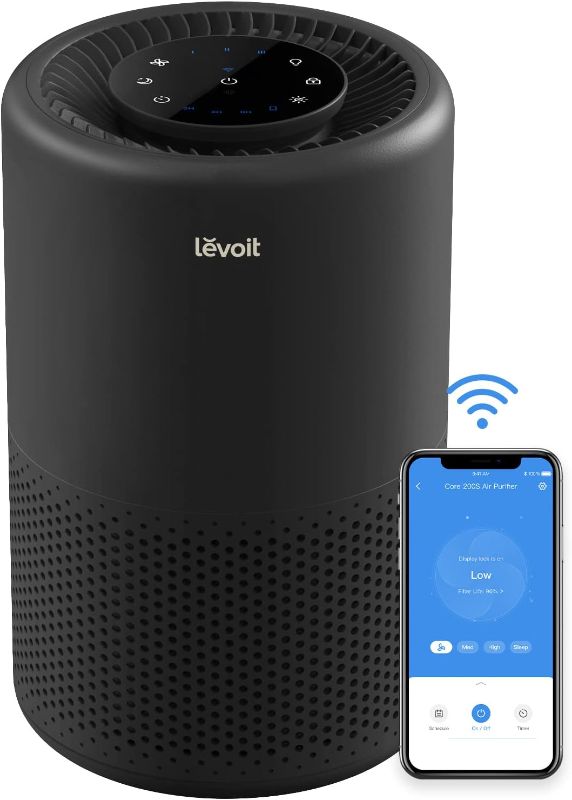 Photo 1 of LEVOIT Air Purifier for Home Large Room, Smart WiFi Alexa Control, HEPA Filter for Allergies, Removes Pollutants, Smoke, Dust, Covers up to 915 Sq.Foot, 24dB Quiet for Bedroom, Core 200S, Black
