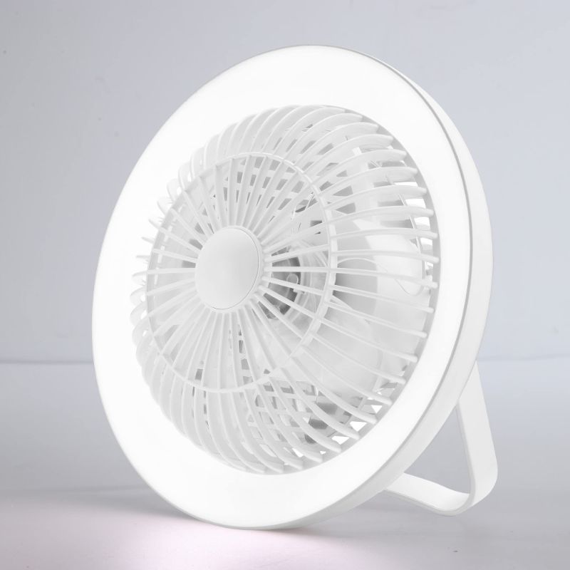 Photo 1 of FENGSENGSHUIQI Small Desk Fan with LED Light, 3 Speed, Quiet Low & Comfort White Noise, Soft 3 Brightness, 90° Tilt Free Stand, Hanging Hook, USB Type-C Port, 8" Table Fan
