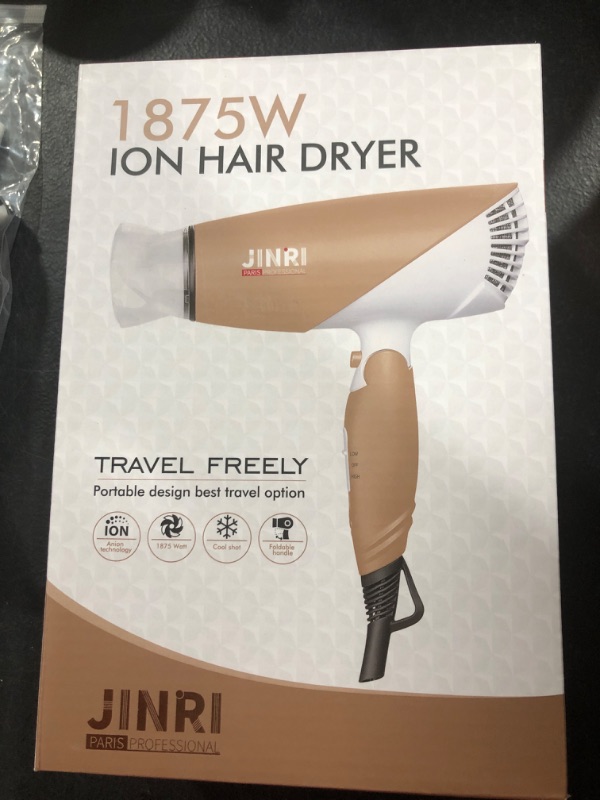 Photo 2 of JINRI Professional Household Negative Ionic Hair Dryer 1875W DC Motor Blow Dryer 2 Speeds 3 Heat Settings Cold Shot Button with Styling Concentrator Nozzle(Red)