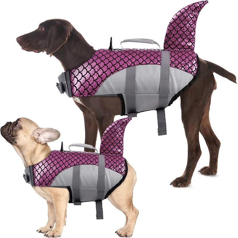 Photo 1 of Kuoser Dog Life Jacket Vest, Adjustable Dogs Swimming Vest with Shark Fin