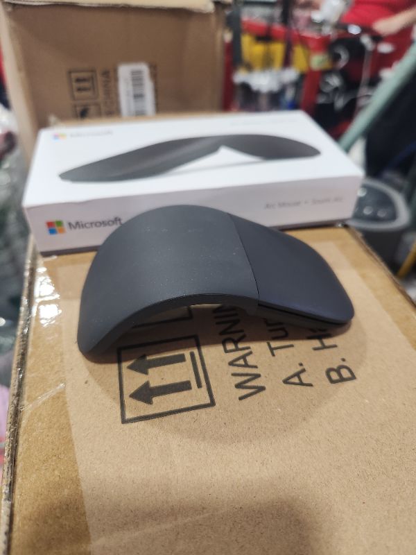 Photo 2 of Microsoft Arc Mouse - Black. Sleek,Ergonomic design, Ultra slim and lightweight, Bluetooth Mouse for PC/Laptop,Desktop works with Windows/Mac computers