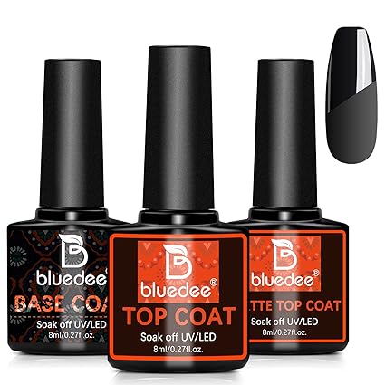 Photo 1 of 3 Pcs 8ml No Wipe Gel Top Coat and Base Coat Set - Shine Finish and Long Lasting,Soak Off LED Gel Base Top Coat Glossy Shine Finish,Suitable for All Kinds of Gel Nail Polishes
