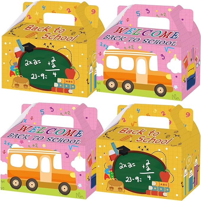 Photo 1 of 16 Packs Back to School Party Gift Box - First Day of School Decorative Gift Bags Classroom Rewards Snacks Candy Bags Kids Party Supplies