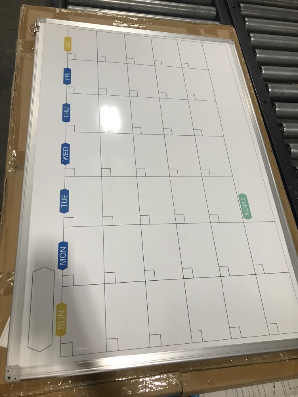 Photo 2 of Monthly Dry Erase Calendar Whiteboard for Wall, Magnetic White Board Calendar Dry Erase, Wall Hanging Aluminum Frame Calendar Board with Tray for Home, Kitchen, School, Officelpnpmcu1679926
