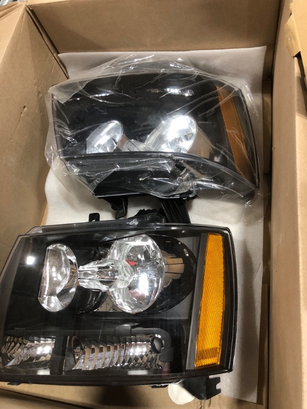 Photo 2 of YQAUTEC Headlights Assembly For 2007-2014 Chevy (Chevrolet) Tahoe Suburban 1500/2007-2013 Avalanche Suburban 2500, Driver & Passenger Side, Black Housing