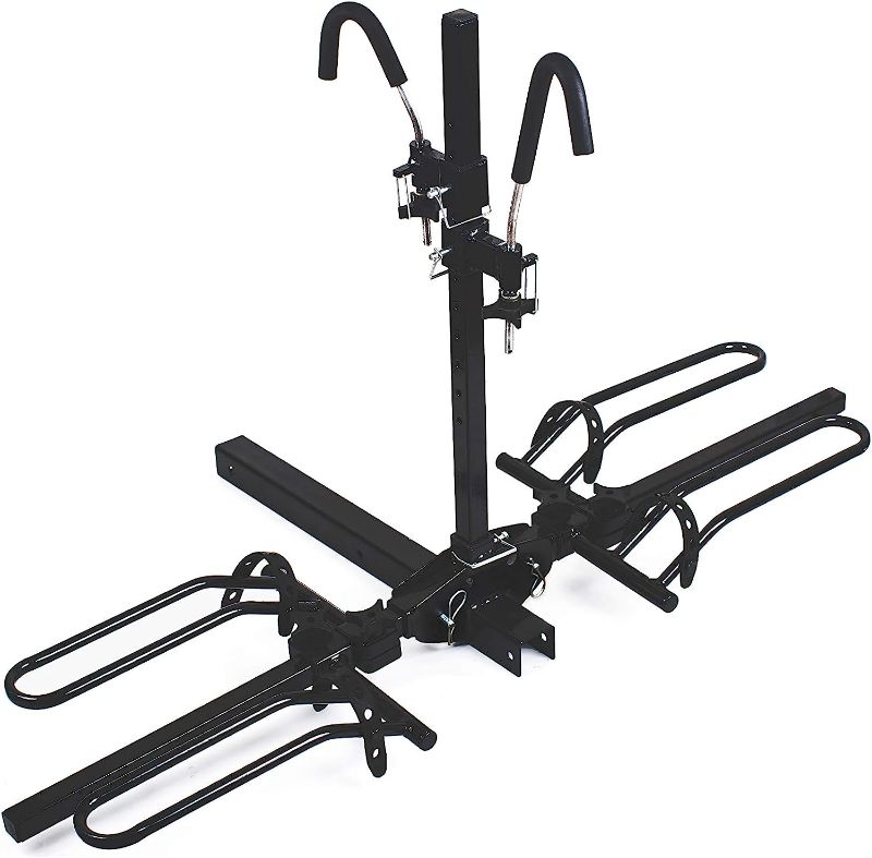 Photo 1 of 2-Bike Rack Hitch Mounted Smart Tilting Platform Style 2" Foldable Carrier for Standard, Fat Tire, and Electric Bicycles -150 lbs Heavy Weight Capacity