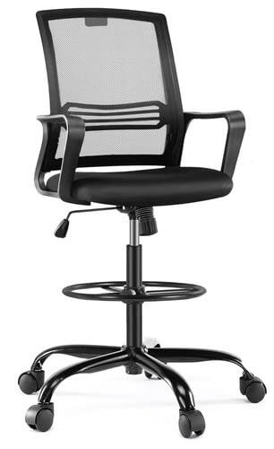 Photo 1 of Drafting Chair, Tall Office Chair with Adjustable Foot Ring, Standing Desk Chair with Ergonomic Lumbar Support