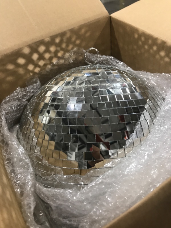 Photo 2 of 12" Disco Ball Mirror Ball Disco Party Decoration Stage Light Dj Light Effect Home Business Christmas Display Decoration Silver