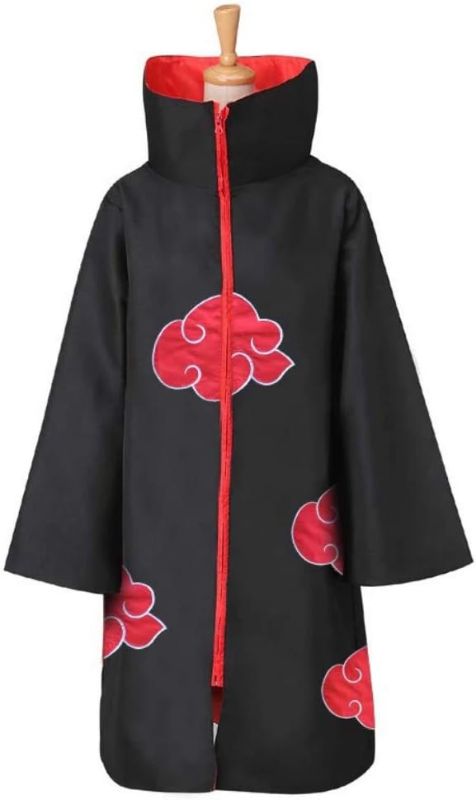 Photo 1 of  Anime Costume Cloak Black Long Cloak Red Clouds Robe Halloween Cosplay For Adults L