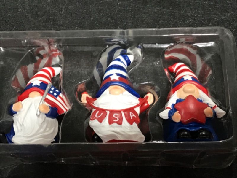 Photo 1 of  3 Pcs 4th of July Patriotic Gnomes Decorations USA Stars and Stripes Elf Gifts Handmade Gnomes Ornaments Home Decorations Patriotic Gnomes Figurines Memorial Day Ornaments Decor
