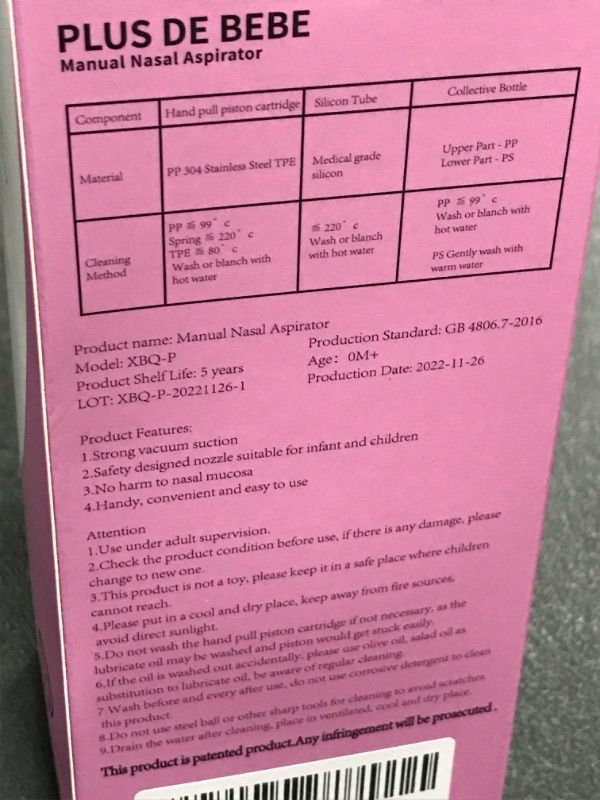 Photo 5 of PLUSDEBEBE Baby Nasal Aspirator | Manual Nose Sucker for Baby | Sanitary and Noise-Free Nose Cleaner | Pink
