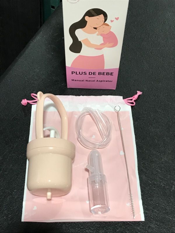 Photo 2 of PLUSDEBEBE Baby Nasal Aspirator | Manual Nose Sucker for Baby | Sanitary and Noise-Free Nose Cleaner | Pink