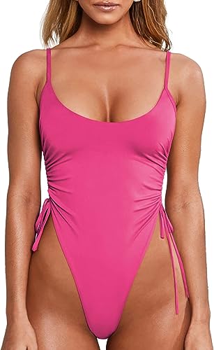 Photo 2 of ALBIZIA One Piece Swimsuit for Women Tummy Control Padded High Leg Cut Thong 1 Piece Swimwear ---med