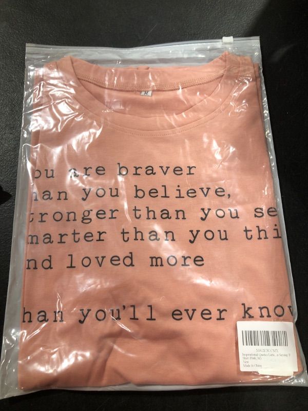 Photo 2 of INSPIRATIONAL QUOTES LETTER SAYING SHIRT YOU ARE BRAVER THAN YOU BELIEVE M 