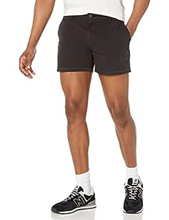 Photo 1 of Amazon Essentials Men's Slim-Fit 5" Flat-Front Comfort Stretch Chino Short Black, 32