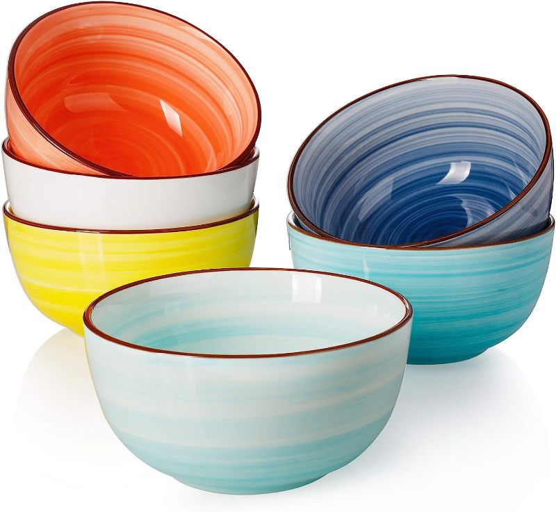 Photo 1 of  Sweese 127.002 Porcelain Bowls - 20 Ounce for Cereal, Soup, Rice, Salad, LEAD & CADMIUM FREE- Set of 6, Multicolor, Hot Assorted Colors 