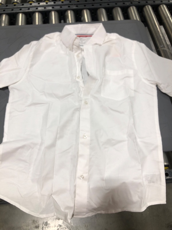 Photo 3 of French Toast Boys' Short Sleeve Oxford Dress Shirt (Standard & Husky) 18 White