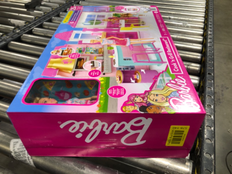 Photo 1 of Barbie Doll and Playset with 30+ Pieces Including Doll Furniture, Cook 'n Grill Restaurant, Open and Close Travel Toy