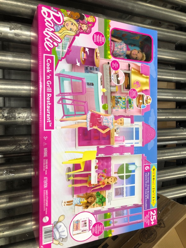 Photo 2 of Barbie Doll and Playset with 30+ Pieces Including Doll Furniture, Cook 'n Grill Restaurant, Open and Close Travel Toy