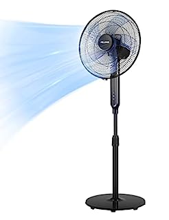 Photo 1 of PELONIS 16" Oscillating Pedestal Stand Up Fan | Adjustable Height | Ultra Quiet DC Motor | Remote Control | 12 Speed | 12-Hour Timer | High Energy Efficiency | for Bedroom Home Office Use | Black