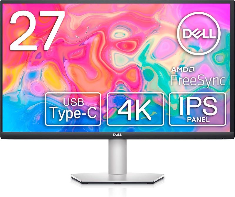 Photo 1 of Dell S2722QC 27-inch 4K USB-C Monitor - UHD (3840 x 2160) Display, 60Hz Refresh Rate, 8MS Grey-to-Grey Response Time (Normal Mode), Built-in Dual 3W Speakers, 1.07 Billion Colors - Platinum Silver
