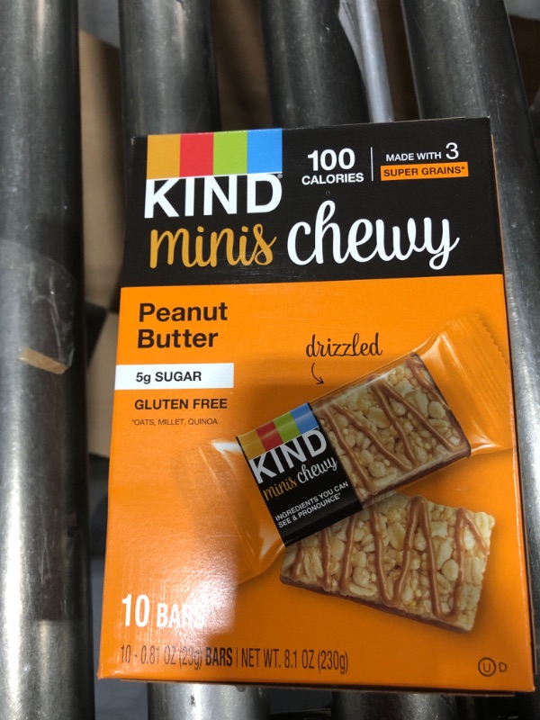 Photo 2 of *EXPIRES 1 AUG 2023* KIND Bar Minis Chewy Bar Gluten Free 100 Calories Low Sugar, Peanut Butter, 80 Count Peanut Butter 80 Count (Pack of 1)