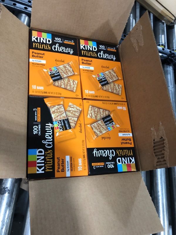 Photo 4 of *EXPIRES 1 AUG 2023* KIND Bar Minis Chewy Bar Gluten Free 100 Calories Low Sugar, Peanut Butter, 80 Count Peanut Butter 80 Count (Pack of 1)