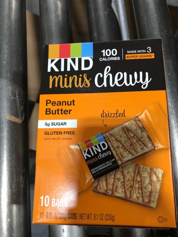 Photo 3 of *EXPIRES 1 AUG 2023* KIND Bar Minis Chewy Bar Gluten Free 100 Calories Low Sugar, Peanut Butter, 80 Count Peanut Butter 80 Count (Pack of 1)