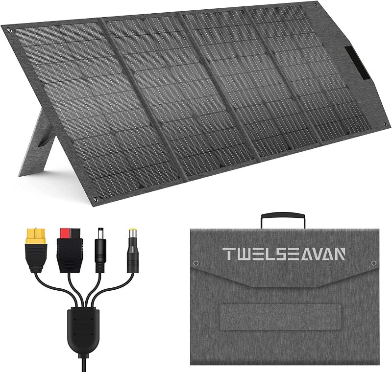 Photo 1 of  TWELSEAVAN Portable Solar Panel for Power Station, 120W Foldable Solar Charger with QC3.0/PD60W/DC 4 Outputs for Phone Tablet, Camping Outdoors RV 