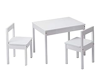 Photo 1 of Amazon Basics Solid Wood Kiddie Table Set with Two Chairs, White