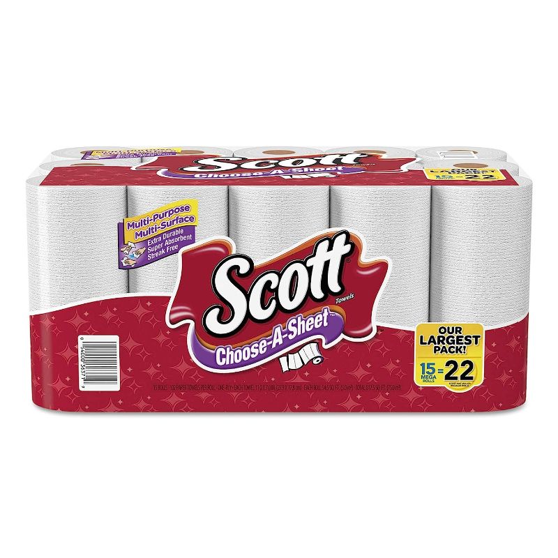 Photo 1 of  Scott 36371 Choose-A-Sheet Mega Roll Paper Towels, 1-Ply, White, 102 per Roll (Case of 30 Rolls) 