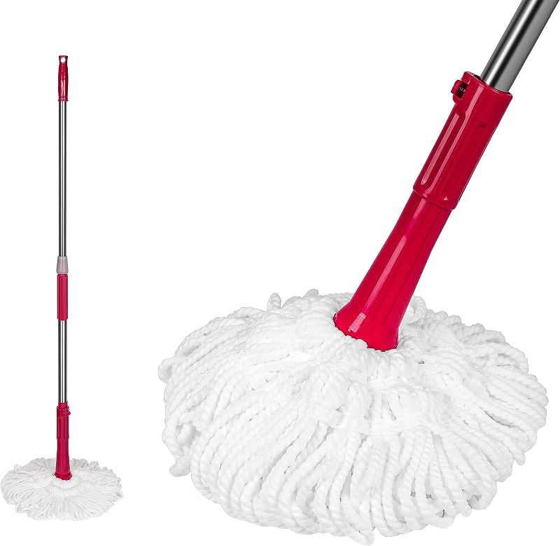 Photo 1 of  DSV Standard Twist Mop, Self Wringing Mop | 33” – 52”| Microfiber Absorbent Hand Washable Head 20” & Scouring Pad |Long Handle Twist Mop for Hardwood Vinyl Tile Marble Laminate Home Office Kitchen 