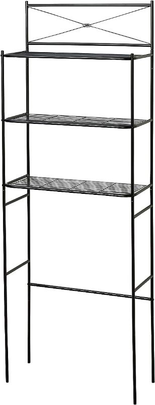Photo 1 of Zenna Home Over the Toilet Storage, Metal Bathroom Spacesaver with 3 Shelves, Cross-Style Storage Cabinet, Easy Assembly, Black
