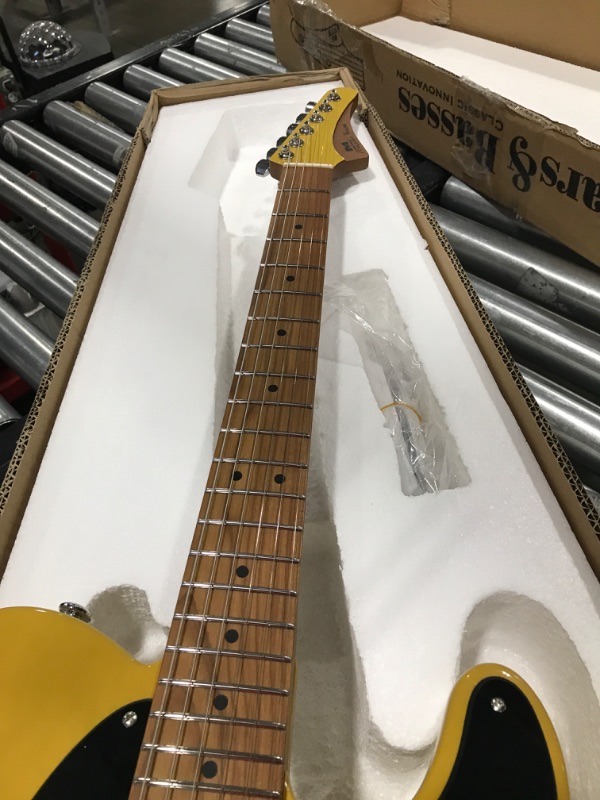 Photo 5 of M MUSI Virgo Classic Electric Guitar, Roasted Maple Compound Fingerboard, Locking Tuners, Rounded End Stainless Steel Frets, Slim C Neck, Contoured Body Empire Yellow