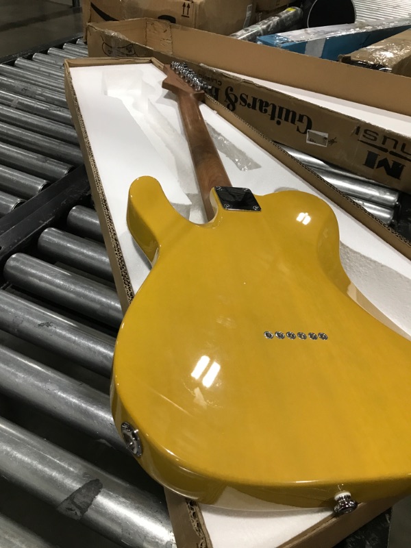 Photo 8 of M MUSI Virgo Classic Electric Guitar, Roasted Maple Compound Fingerboard, Locking Tuners, Rounded End Stainless Steel Frets, Slim C Neck, Contoured Body Empire Yellow