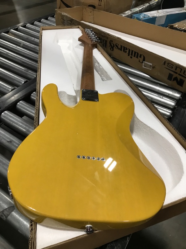 Photo 7 of M MUSI Virgo Classic Electric Guitar, Roasted Maple Compound Fingerboard, Locking Tuners, Rounded End Stainless Steel Frets, Slim C Neck, Contoured Body Empire Yellow