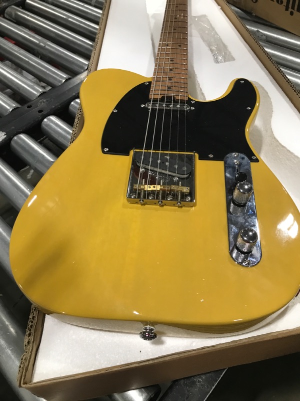 Photo 6 of M MUSI Virgo Classic Electric Guitar, Roasted Maple Compound Fingerboard, Locking Tuners, Rounded End Stainless Steel Frets, Slim C Neck, Contoured Body Empire Yellow