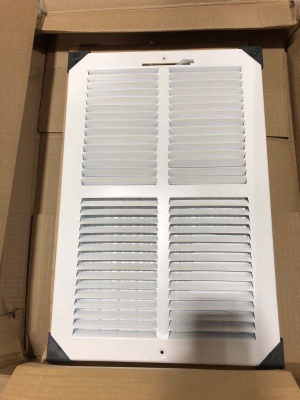 Photo 3 of 16" X 10" 2-Way-Vertical AIR Supply Grille - Vent Cover & Diffuser - Flat Stamped Face - White [Outer Dimensions: 17.75"w X 11.75"h] 16 x 10 - 2 Way White