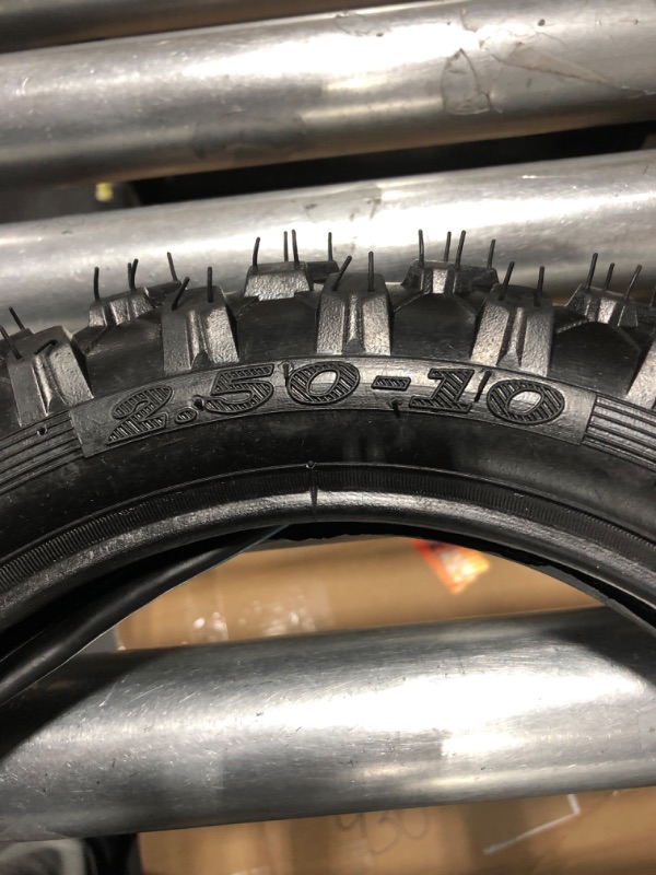 Photo 3 of 2.5-10" Off-Road Tire and Inner Tube Set - Dirt Bike Tire with 10-Inch Rim and 2.5/2.75-10 Dirt Bike Inner Tube Replacement Compatible with Honda CRF50/XR50, Suzuki DRZ70/JR50, and Yamaha PW50