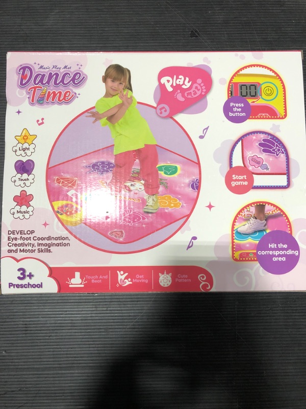 Photo 2 of HAHAMOKA Dance Mat for 3-10 Year Old Girls, Electonic Musical Dancing Play Pad with LED Light, 5 Game Modes, Built-in Music, Adjustable Volum, Christmas Birthday Gift for Aged 3 4 5 6 7+ Kids Toddlers