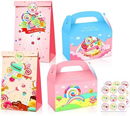 Photo 1 of 24 PCS Candyland Party Favor Bags Candyland Party Supplies Candy Landy Party Bags Candyland Party Favor Boxes Candyland Birthday Party Supplies 