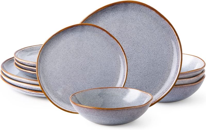 Photo 3 of 
AmorArc Ceramic Dinnerware Sets,Handmade Reactive Glaze Plates and Bowls Set,Highly Chip and Crack Resistant | Dishwasher & Microwave Safe,Service for 4