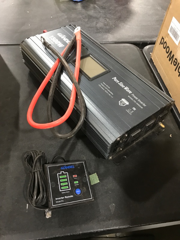 Photo 2 of GIANDEL Pure Sine Wave Power Inverter 1500 Watt Upgraded with FCC Approval Converts DC 12V to AC 120V with LCD Display 3xAC Outlets & Remote Controller 2 USB Ports for RVs Trucks Boats and Emergency 1500W