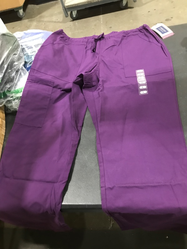 Photo 2 of Cherokee Workwear Professionals Women Scrubs Pant, Mid Rise Straight Leg Drawstring, WW160, L, Eggplant