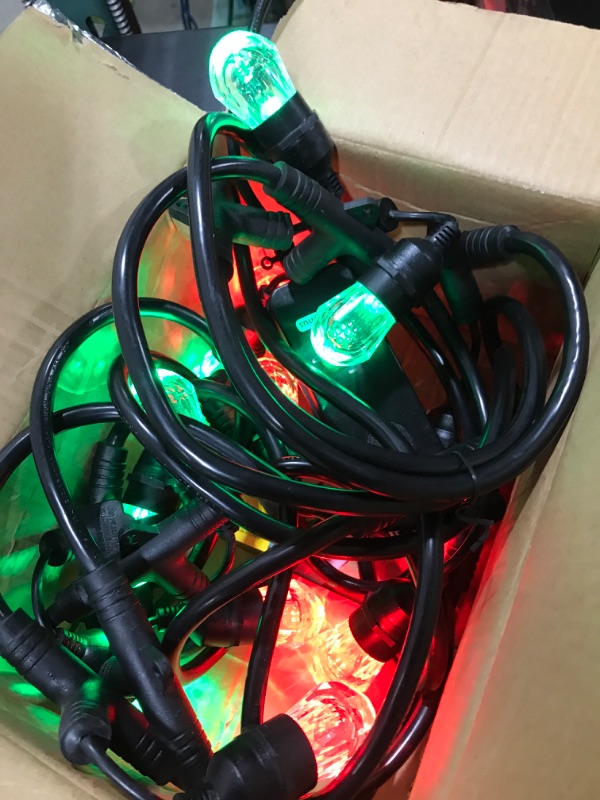 Photo 1 of HVS Smart Outdoor String Lights LED 24ft Color Changing RGBW Patio String Lights Infinite Connectable APP Control 2.4GHz WiFi Waterproof 18 Acrylic Work with Alexa Google for Party Outside Cafe