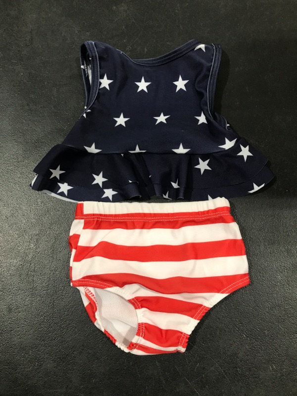 Photo 2 of Aalizzwell Toddler Baby Girl Bathing Suit Two Piece Swimsuit Bikini Beach Wear American Flag B 3-6 Months