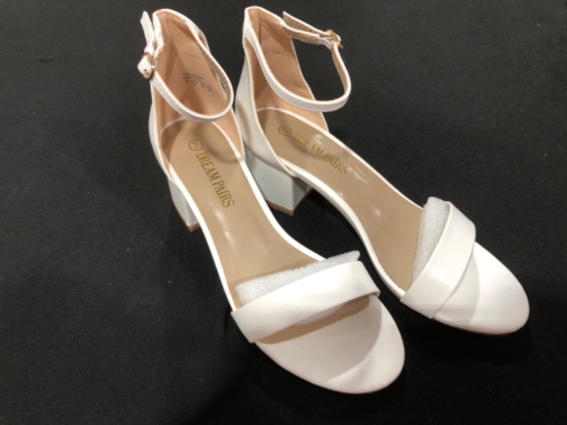 Photo 2 of [Size 7] DREAM PAIRS Women's Low-Chunk Low Heel Pump Sandals 7 White/Pu